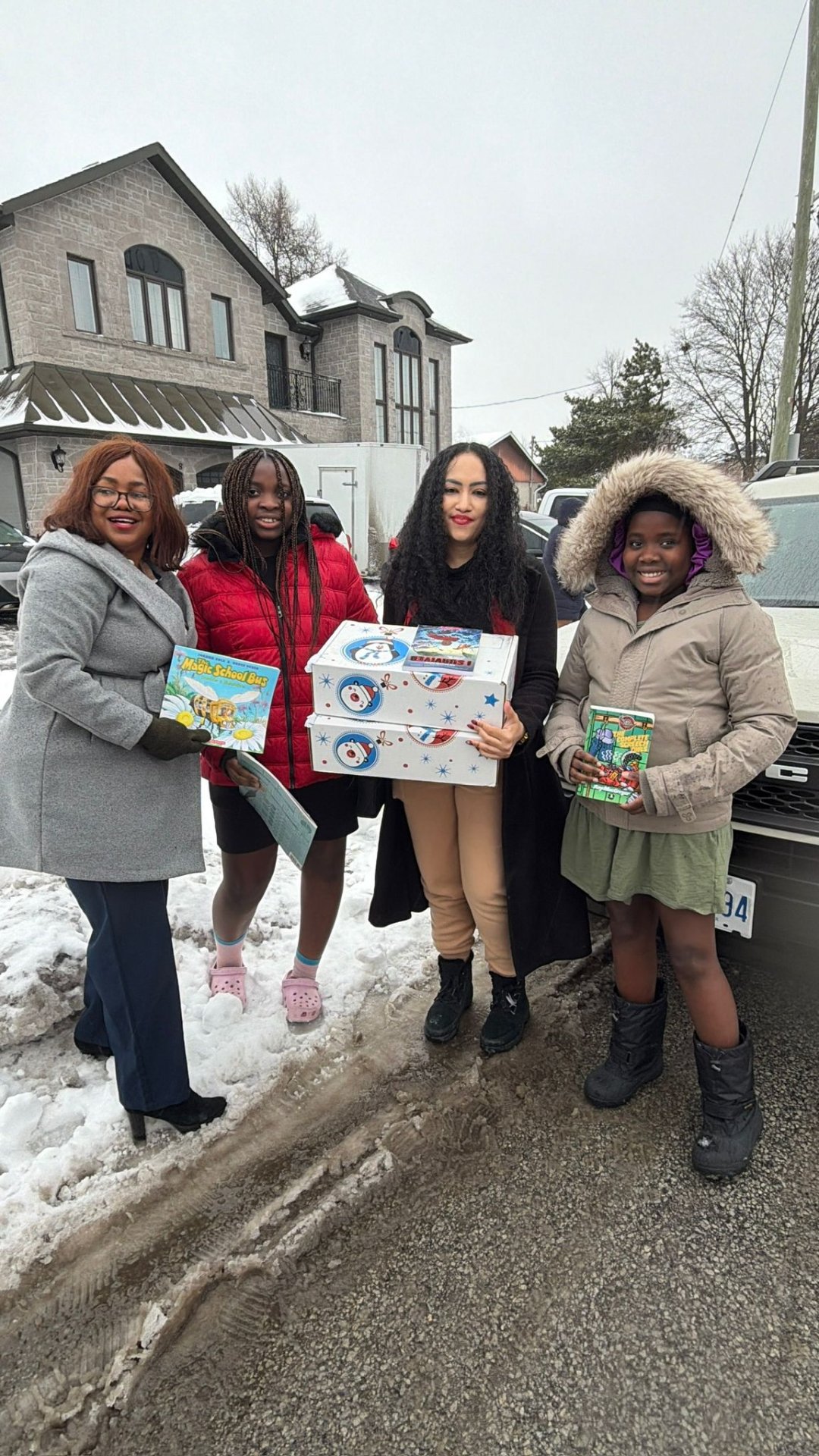 Warm connection and gift sharing during winter holidays in Toronto